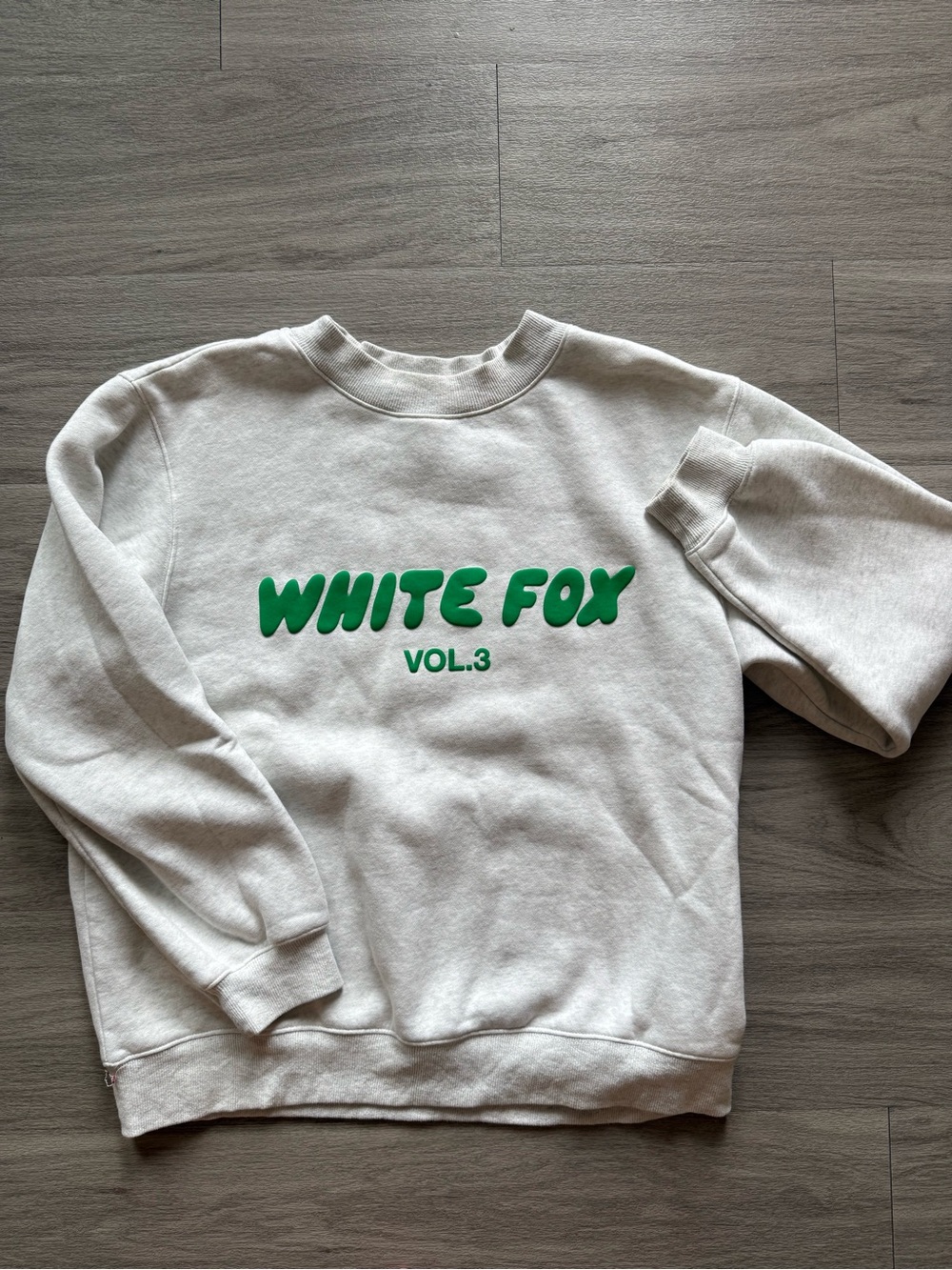 White Fox Vol.3 Crewneck Sweatshirt - Light Gray with Green Logo